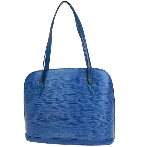 LOUIS VUITTON Lussac Shopper Tote Shoulder Bag Epi Leather Blue - Picture 1 of 16